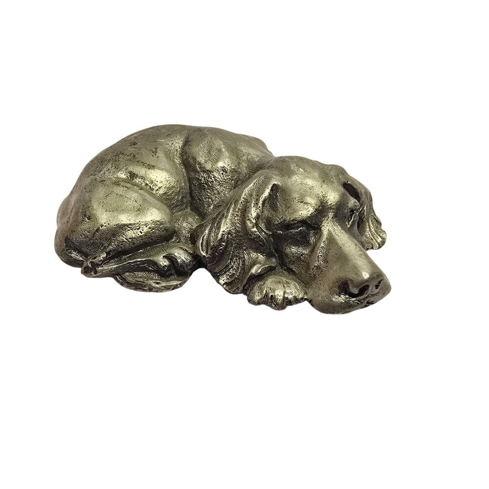 Vintage Pewter Sleeping Dog Figurine